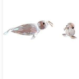 Vintage Swarovski crystal mother and baby seal